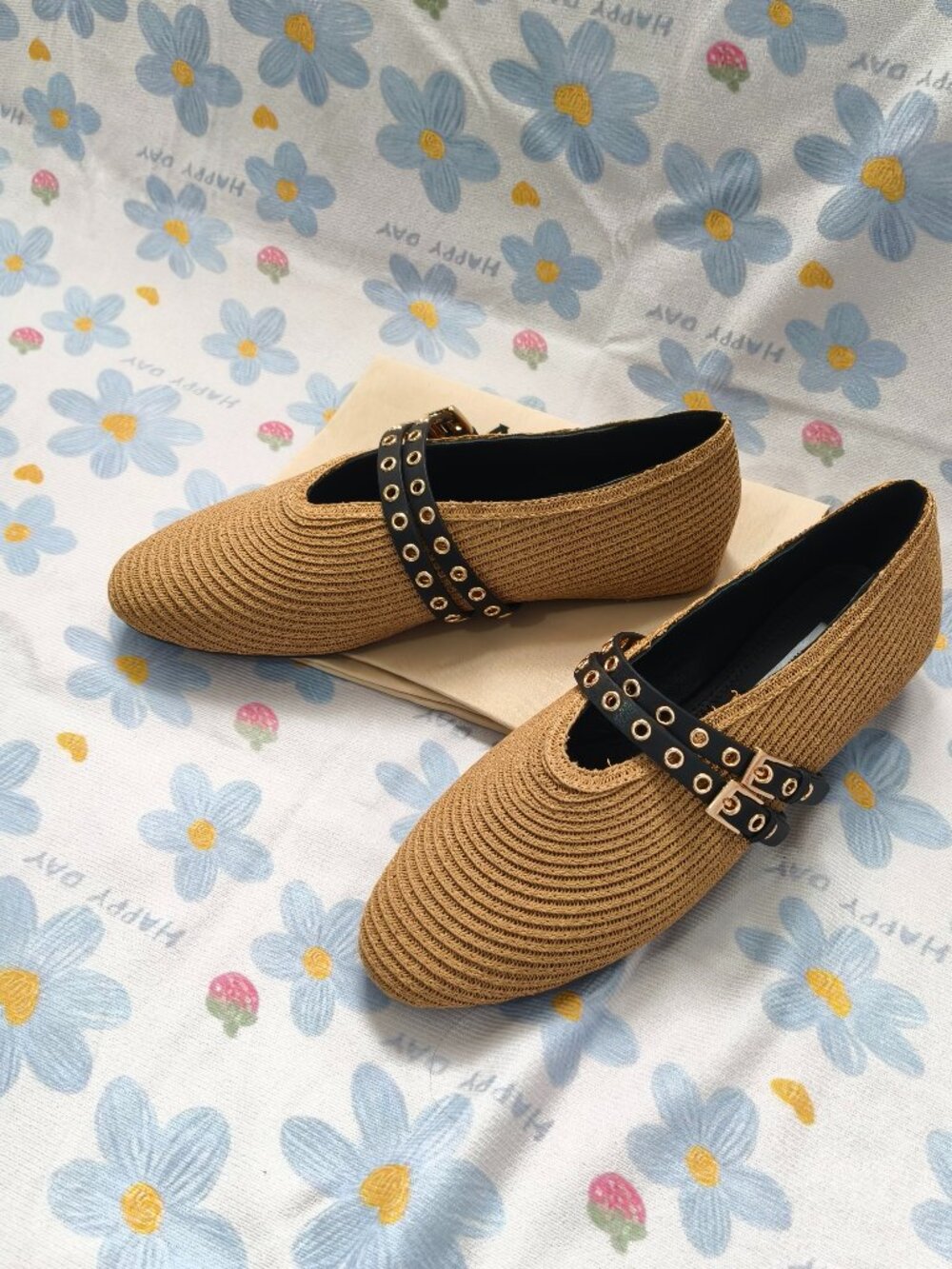 Alaia straw double-button Mary Jane flats - Picture 2 of 11